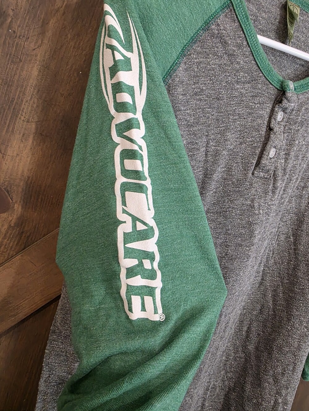 Seawave Henley Raglan Shirt - Green & Gray Advocare Size Large - Picture 1 of 4